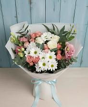 Букет цветов из:  Розы, Лизиантусы и Хризантемы #REPLACE_PRED# Ворошнево