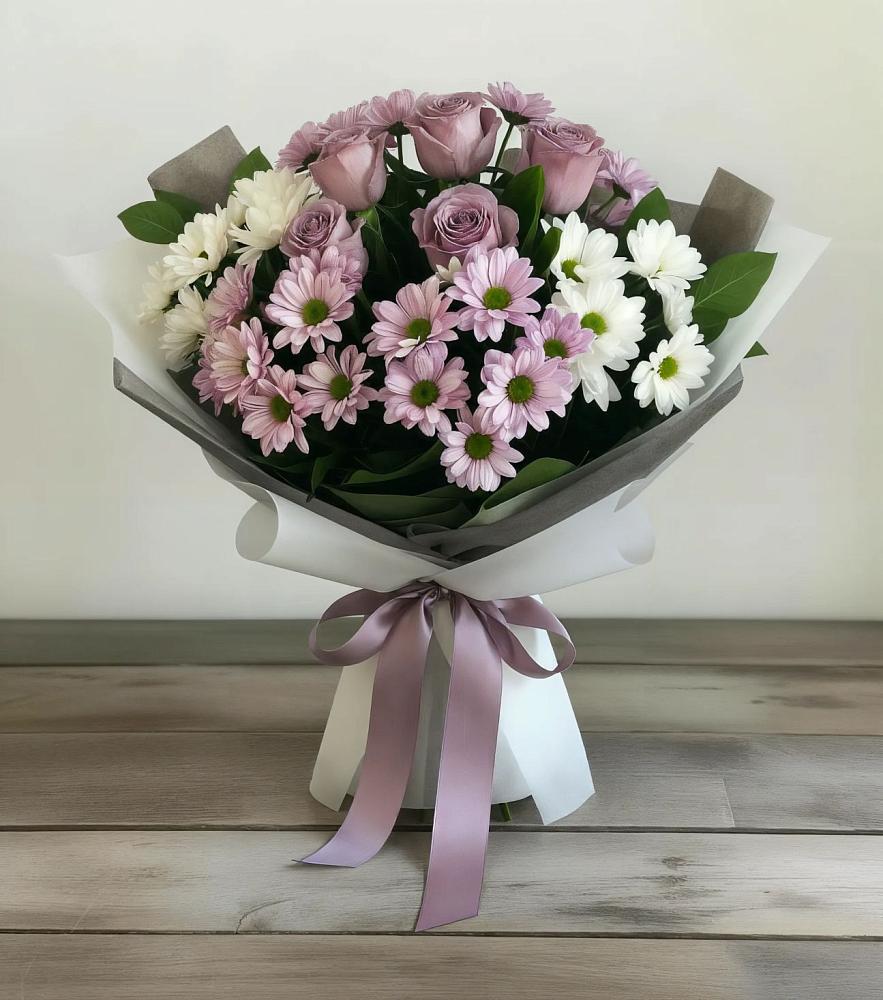 Букет цветов из: Хризантемы и Розы в Ворошнево