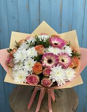 Букет цветов из:  Розы, Герберы и Хризантемы в Ворошнево