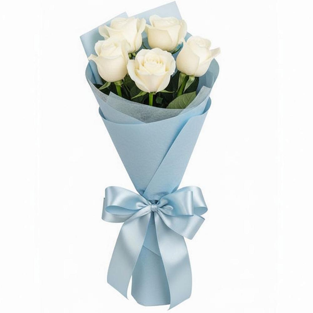 Букет 5 Белых роз Проуд в Ворошнево