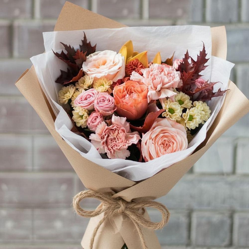 Букет цветов из: Гвоздики, Хризантемы и Розы в Ворошнево
