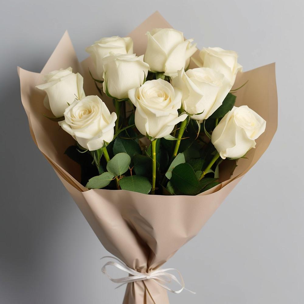 Букет 9 Белых роз Эдлесс Лав в Ворошнево