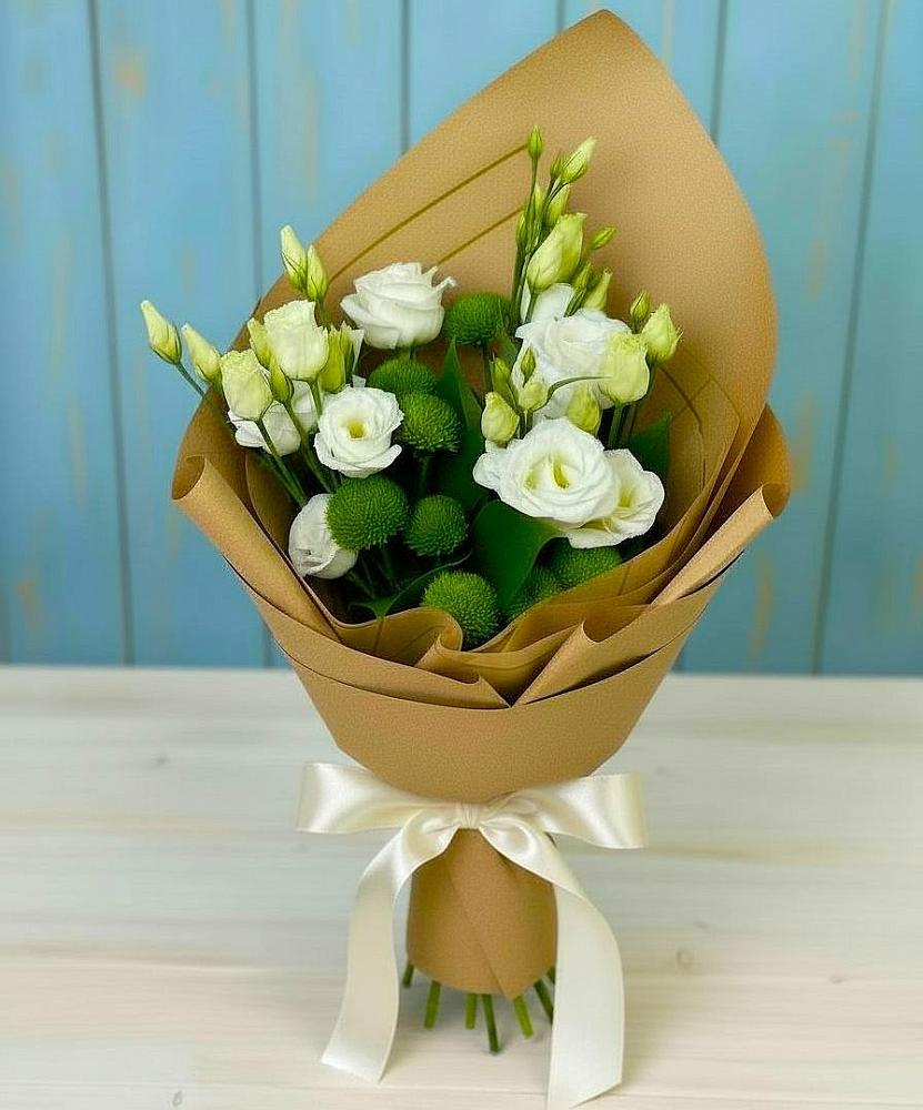 Букет цветов из: Хризантемы и Лизиантусы в Ворошнево