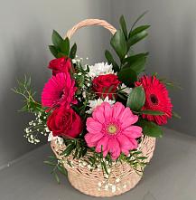 Цветочная композиция из Розы, Хризантемы и Герберы в корзине #REPLACE_PRED# Ворошнево