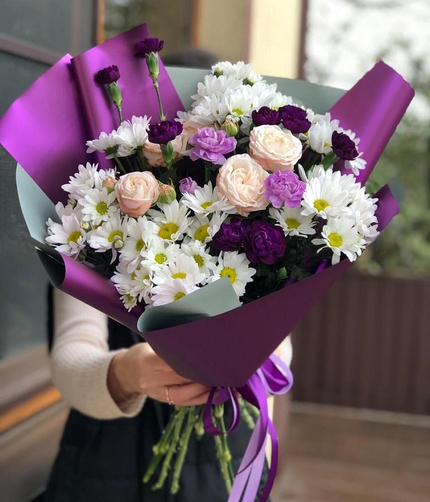 Букет цветов из: Хризантемы, Гвоздики и Розы в Ворошнево