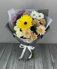 Букет цветов из:  Розы, Герберы и Хризантемы в Ворошнево