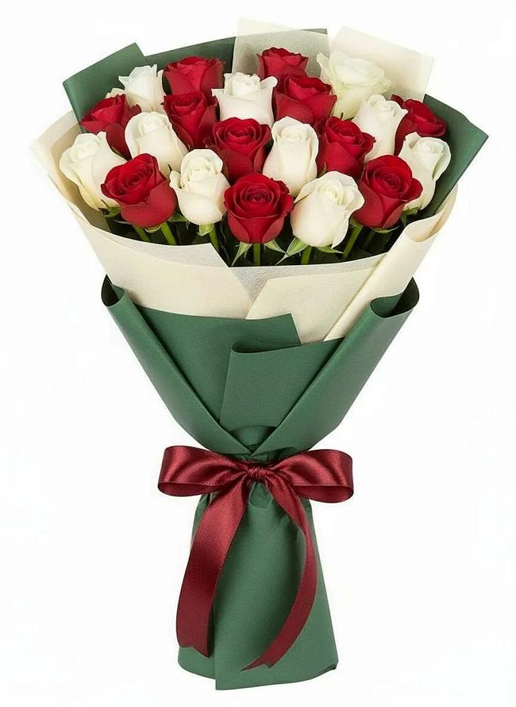 Букет Микс из красных и белых роз в Ворошнево