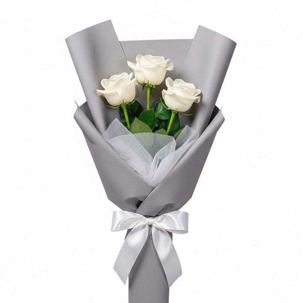 Букет 3 белые розы в Ворошнево