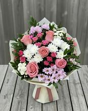 Букет цветов из:  Альстромерии, Гвоздики, Розы и Хризантемы в Ворошнево