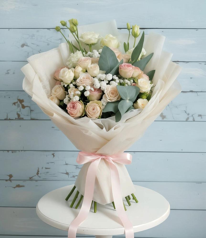 Букет цветов из: Розы и Лизиантусы в Ворошнево