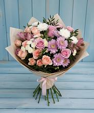 Букет цветов из:  Хризантемы, Розы и Альстромерии в Ворошнево