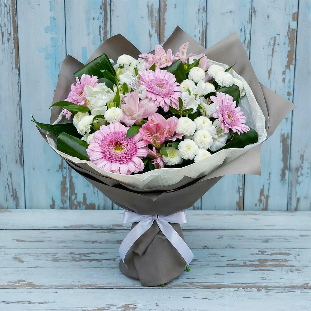 Букет цветов из: Герберы, Альстромерии и Хризантемы в Ворошнево