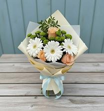 Букет цветов из:  Герберы, Розы и Хризантемы в Ворошнево