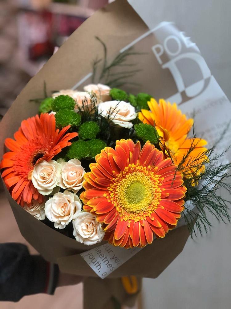 Букет цветов из: Герберы, Хризантемы и Розы в Ворошнево