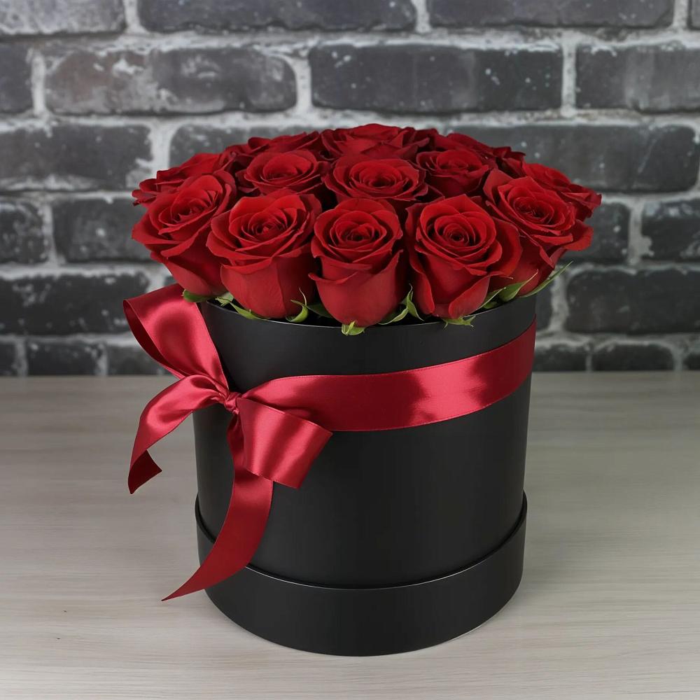 Цветочная композиция из Розы в шляпной коробке в Ворошнево