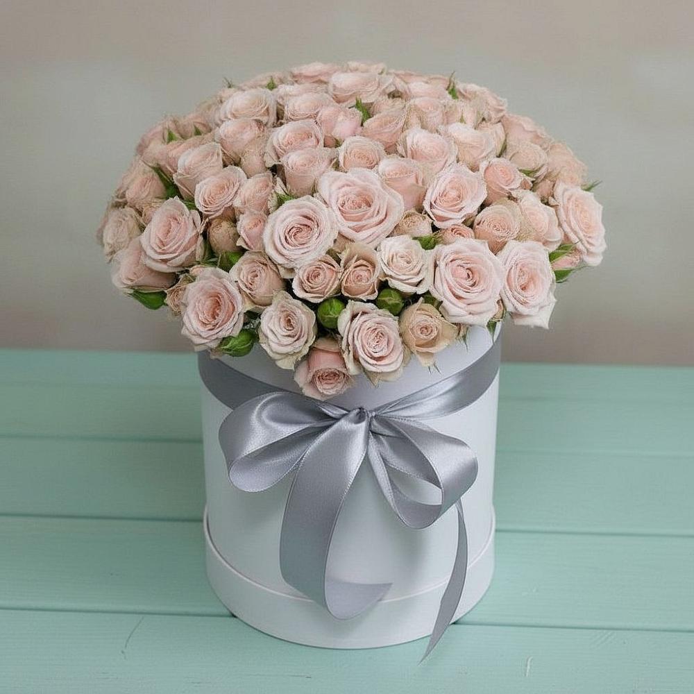 Цветочная композиция из Розы в шляпной коробке в Ворошнево