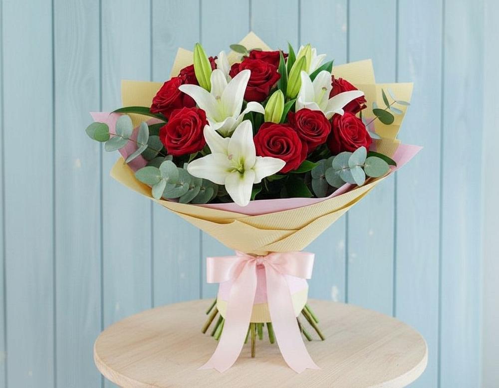 Букет цветов из: Лилии и Розы в Ворошнево